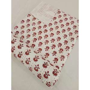 Colcha de algodón con estampado de bloques Kantha Reversible hecha a mano, manta cosida a mano de estilo indio para ropa de cama de Hotel - Product Image 1