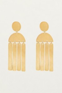 Pendientes de metal de estilo moderno con motivos grabados a mano y un oro mate texturizado para una estética bohemia de moda - Product Image 5