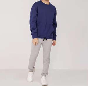 Custom logo Luxury Oversized Sweatshirts Adult Soft Crewneck Ribbed Sweatshirt Fashion <b>Plain</b> <b>Black</b> Wholesale - Product Image 1