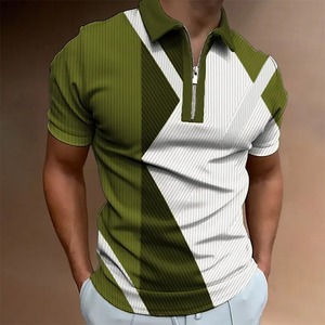 Haut décontracté à manches courtes imprimé en 3D pour hommes avec fermeture éclair pour polos de tous les jours avec bouton surdimensionné Jersey tissu taille 5XL - Product Image 2