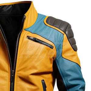 Auto Racing Wear Chaqueta de cuero de moto de color sólido Chaqueta de invierno de cuero de moto de estilo único - Product Image 5