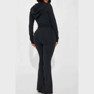 Custom logo Distressed <b>Embroidery</b> Sweatpants and Hoodie <b>Set</b> Women's French Wool Zipper Acid-washed Short Hoodie <b>Set</b> Women's suit - Product Image 6