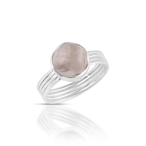 Superbe bague de pierres précieuses en quartz rose 925 en argent sterling fait à la main Boho large bande bague de déclaration fournisseurs en gros prix d'usine - Product Image 1