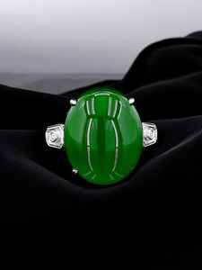 Anillo delicado de ónix verde de oro blanco de 14 quilates | Joyería genuina de lujo con piedras preciosas mínimas | Anillo fino elegante de primera calidad para todos los días - Product Image 2