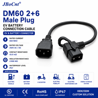 Connecteur mâle hybride JBoCnt DM60 2+6 broches, 50A alimentation, 2A signal, boîtier en laiton et nylon pour échange de batterie de vélo électrique