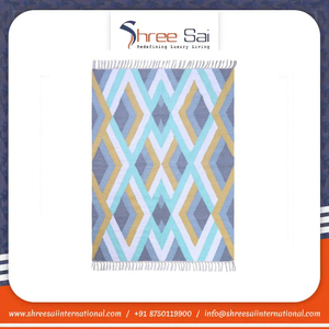 Alfombra indio de algodón con estampado de bloques a mano, Alfombra de algodón indio de calidad superior bordada a mano, a la venta al mejor precio - Product Image 5