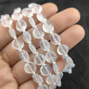 ลูกปัดควอตซ์น้ำแข็งทรงเหรียญเหลี่ยมเพชร ขนาด 8-9 มม. จำนวน 20-22 เม็ดต่อเส้นยาว 8 นิ้ว สำหรับทำเครื่องประดับควอตซ์น้ำแข็ง DIY ลูกปัดเหรียญสำหรับทำเครื่องประดับประจำวันเกิด - Product Image 4