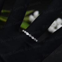 Monture de bague demi-éternité en argent 925 fait main, avec serti marquise 2x4mm, pour zircon, pour la création de bijoux DIY avec lait maternel souvenir