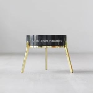 Porte-bougie rond en marbre noir, écologique, en fer, avec cadre en fer doré, pour les mariages et la décoration de lampes de nuit dans la chambre - Product Image 4