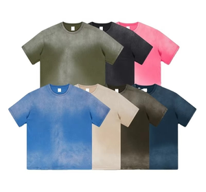 เสื้อยืดผู้ชายลายกรดฟอกสีคอกลมคอกลมลายดวงอาทิตย์เสื้อยืดบ็อกซี่ฟอกโอเวอร์ไซส์ออกแบบได้ตามต้องการ - Product Image 1