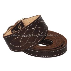 Collier de chien en cuir de haute qualité boucle en laiton massif Design marron personnalisé pour les races moyennes à grandes Style d'entraînement de luxe - Product Image 3