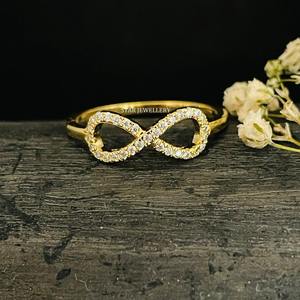 14K Solid Gold Natural Diamond <b>Infinity</b> Love Ring. - Product Image 1