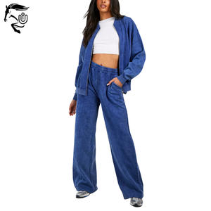 Chándal lavado ácido personalizado para Mujer | Conjunto de sudadera con pantalones de chándal ropa de calle etiqueta privada al por mayor - Product Image 1