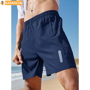 Pantalones cortos de gimnasio de secado rápido para hombre con bolsillos Patrón sólido Ropa deportiva de entrenamiento informal Pantalones cortos deportivos OEM - Product Image 2