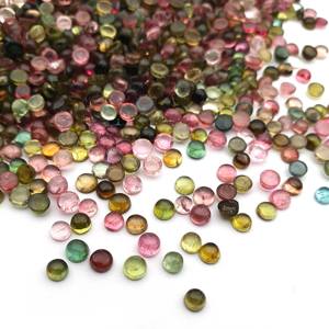 Cabochon de tourmaline naturelle multi-taille en vrac de haute qualité 3-10mm noir rose vert pour la fabrication de bijoux traité thermiquement certifié IGI - Product Image 1