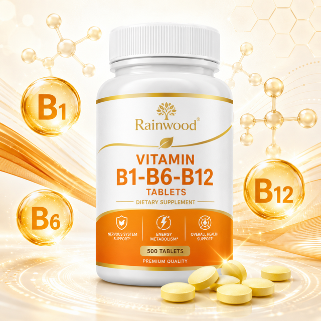 Rainwood OEM Vitamin B1-b6-b12 Tablets B Vitamins Support Energy Mood & Heart Health Healthy Digestion Vitamin B1-b6-b12 Tablets