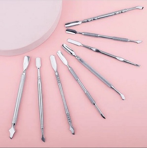 Juego profesional de 4 piezas de alta calidad de cuchara para decoración de uñas de doble punta, empujadores de cutículas de acero inoxidable, instrumento para el cuidado de la vida - Product Image 4