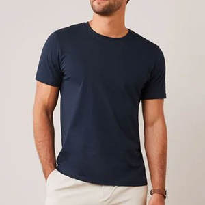 T-shirt de haute qualité pour homme et unisexe, basique bleu marine, 100% coton peigné - Product Image 3