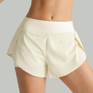 Nuevos pantalones cortos de mezclilla de cintura media para mujer, secado rápido, transpirable, entrenamiento atlético, doble capa, ropa de Fitness y Yoga, bolsillos lavados - Product Image 5