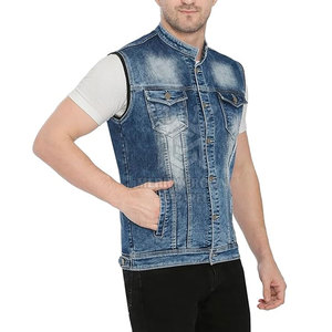Chaleco vaquero para hombre al mejor precio, chaleco vaquero teñido liso, chaleco vaquero cómodo de alta calidad a la venta - Product Image 4