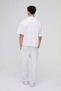 Conçu sur mesure T-shirt en coton épais pour hommes 220 grammes Streetwear uni col rond côtelé surdimensionné col rond côtelé poids lourd - Product Image 3