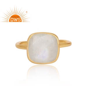 แหวนเงินสเตอร์ลิง18K ประดับพลอยมูนสโตนสีรุ้งธรรมชาติชุบทอง18K ผู้ผลิตเครื่องประดับชั้นดี - Product Image 2