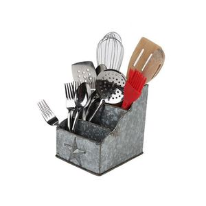 Best Sale Galvanized Utensil Holder Kitchen Storage Countertop Restaurant Hotel Silverware Holder - Product Image 2