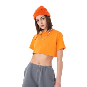 T-shirts crop top unis teints en gros – T-shirts crop top basiques d'été en gros – T-shirts décontractés streetwear - Product Image 1