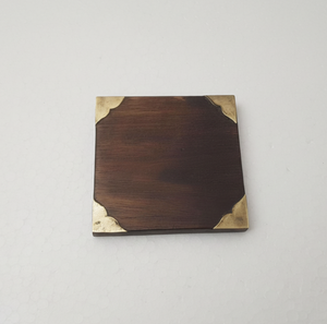 Sous-verre en bois d'acacia avec incrustation métallique, classique, écologique, durable, diamètre 143 mm, pour café, thé ou décoration de table de luxe - Product Image 5