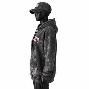 Sweat à capuche pour femme en coton molletonné premium 320 GSM, délavé à l'acide, doux, vintage, noir gris, logo brodé personnalisé, sweat-shirts basiques - Product Image 3