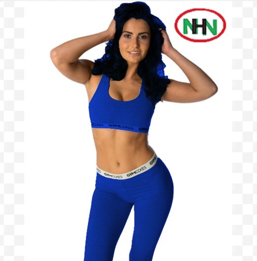 Wholesale Plus Size Women's Ribbed 2-Piece Yoga Workout Set Washed Front High Support Skinny Fit Sports Bras & Leggings