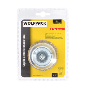 Spazzola in acciaio placcato ottone, tazza da 75 mm, gambo da 1/4 di pollice - Product Image 3