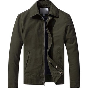 Veste en toile et cuir légère décontractée pour homme, col montant, fermeture éclair, imperméable, coupe-vent, durable, respirante - Product Image 1