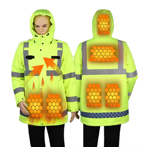Men's High Visibility Canvas Safety <b>Jacket</b> Winter <b>Construction</b> Reflective <b>Work</b> Wear Enhanced Safety High-Light Visibility - Product Image 1