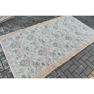 พรมตุรกีวินเทจ ขนาด 4.5x7.9 ฟุต (136x242 ซม.) พรมขนสัตว์ขอบสีน้ำเงิน - Product Image 2