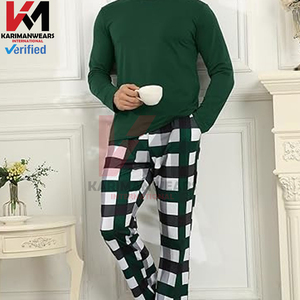 Ensemble de pyjama pour homme en tissu à carreaux doux et chaud, 2 pièces, haut à manches longues et pantalon long, ensemble de pyjama confortable pour se détendre, avec poches - Product Image 6