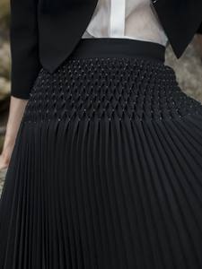 Luxury Design <b>Long</b> Black Hand-beaded <b>Pleated</b> Women's <b>Skirts</b> PEARL SMOCKED MIDI <b>SKIRT</b> Size S M L From WHITEANT Manufacturer - Product Image 5