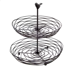 Nouveauté Corbeille à fruits en métal à deux niveaux de haute qualité, design créatif, faite à la main avec revêtement en poudre, fabricant en gros direct - Product Image 2