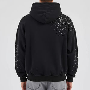 Sweat à capuche en polaire lourd de qualité supérieure avec logo personnalisé, strass, double capuche, taille plus, sweat à capuche pour hommes - Product Image 2