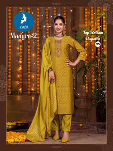 Excelente calidad Maruti moda mujer diseñador romano seda y muselina Jacquard Kurti pantalón y Dupatta para boda/ropa tradicional - Product Image 2