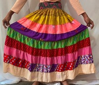 Falda de Mujer al por Mayor, Falda Mágica Estilo Bohemio, Vestido Sari, Estilo Hippie, Playero, Gitano, Doble Capa, Hecho a Mano, Reciclado, Patchwork Boho