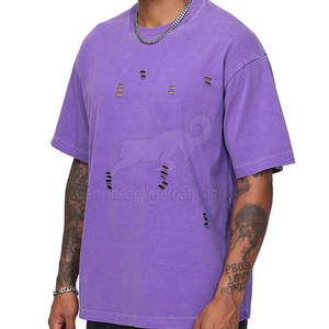 T-shirt décontracté pour homme en coton tricoté 100% coupe ajustée, style tendance, effet vieilli, séchage rapide, manches courtes, haute qualité, en promotion - Product Image 3