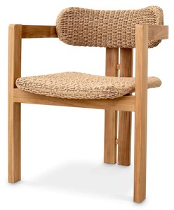 เก้าอี้รับประทานอาหารในสวนที่ทันสมัยของ Bibi ทำจากโครงไม้สักเนื้อแข็งที่มีพนักพิงหวายและที่นั่งสำหรับใช้งานกลางแจ้ง - Product Image 1