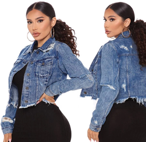 Vestes en jean denim pour femmes à la mode personnalisées Vestes en jean à manches longues vêtements d'hiver Vestes en jean surdimensionnées - Product Image 6
