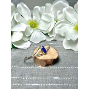 Handmade Navajo Cultural Collectible Lapis & Sterling <b>Silver</b> <b>Cuff</b> <b>Bracelet</b> - Product Image 2