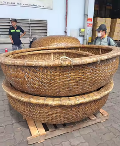 Barco de bambú vietnamita tradicional con diseño circular para pesca y viajes fabricado por VIET FARGIMEX - Product Image 6