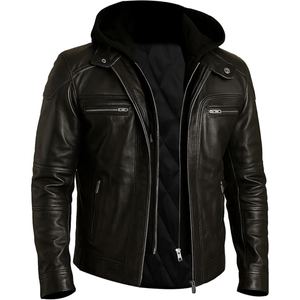Chaqueta de Motociclista Moderna para Hombre, de Cuero Sintético, con Capucha, Diseñada para una Comodidad Suave y una Durabilidad Confiable, con un Estilo Motero Elegante - Product Image 5