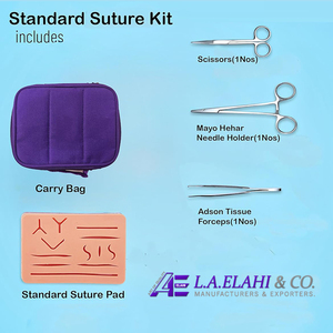 ชุดฝึกหัดเย็บแผลแบบมาตรฐานสีม่วงสำหรับนักเรียนทางการแพทย์ประกอบด้วยแผ่นเย็บซิลิโคนและชุดเครื่องมือ OEM ODM - Product Image 5