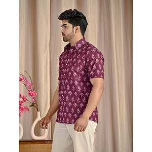 Chemise à manches courtes pour homme, imprimé floral, coton respirant, popeline et satin, taille XL, offre ODM - Product Image 4