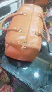 Bolsa de lona de cuero genuino para hombres/mujeres, bolsa de equipaje de gimnasio de viaje, accesorio de ropa elegante - Product Image 2